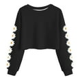 thumbnail image 1 of OYXSER Kids Girls Cute Floral Sleeve Cropped Sweatshirt Pullover Long Sleeve Loose Top, Black 12-13 Years, 1 of 4