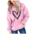 thumbnail image 1 of OYXSER Kids Girls Heart Graphic Hooded Sweatshirt Long Sleeve Pullover Top with Front Pocket Casual School Wear, Pink 5-6Y, 1 of 5