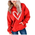 thumbnail image 1 of OYXSER Kids Girls Heart Graphic Hooded Sweatshirt Long Sleeve Pullover Top with Front Pocket Casual School Wear, Red 7-8Y, 1 of 5