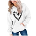 thumbnail image 1 of OYXSER Kids Girls Heart Graphic Hooded Sweatshirt Long Sleeve Pullover Top with Front Pocket Casual School Wear, White 7-8Y, 1 of 5