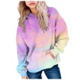 thumbnail image 1 of OYXSER Kids Girls Ombre Print Hooded Sweatshirt Long Sleeve Pullover Top with Front Pocket Casual Outdoor Wear, Light Blue 9-10Y, 1 of 6
