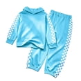 thumbnail image 1 of OYXSER Kids Girls Trendy Plaid Crop Hoodie and Sweatpants Set 2 Piece Athletic Tracksuit for School, Sky Blue 9-10Y, 1 of 9