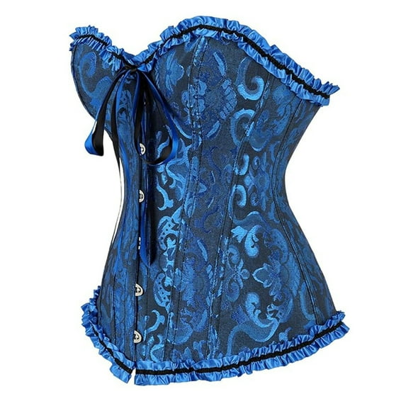 OYXSER Lingerie for Women Black Corset Top Corset Tops for Women White Corset Brown Corset Womens Corset Top Ladies Bustier Boned with Bow Tie Front Vintage Solid Color Girdle for Women, Blue XS