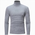 thumbnail image 1 of OYXSER Mens Basic Turtleneck Long Sleeve Pullover Sweater Slim Fit Lightweight Knitted Top, Gray XL, 1 of 1