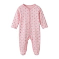 thumbnail image 1 of OYXSER Newborn Boy Clothes 12M Newborn Infant One Piece Romper Bodysuit Jumpsuit Long Sleeve Button Crew Neck Winter Outfit, Watermelon Red 9-12 Months, 1 of 4