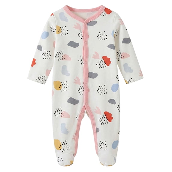 OYXSER Newborn Boy Clothes 9M Unisex Newborn Coming Home Outfit Romper Bodysuit Long Sleeve Button Jumpsuit One Piece Soft Wear, Light Pink 6-9 Months