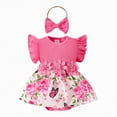 thumbnail image 1 of OYXSER Newborn Infant Baby Girl Clothes 12 18 Months Ruffle Sleeve Romper with Headband Infant Summer Outfits Set, Hot Pink 12-18M, 1 of 9