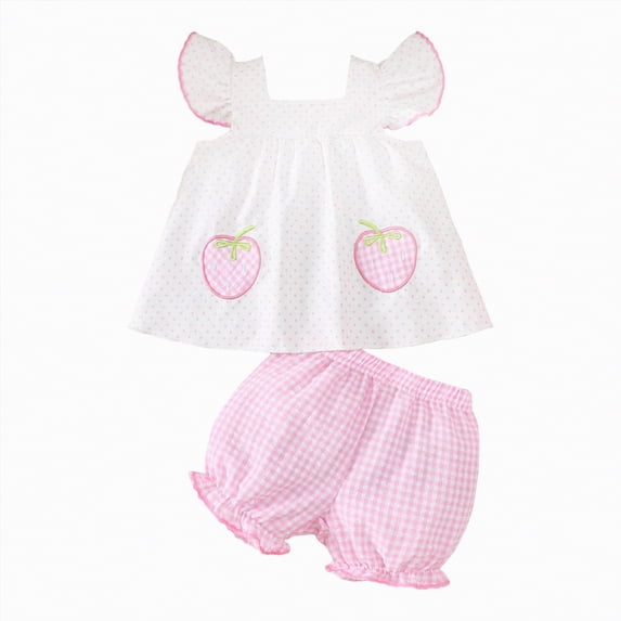 OYXSER Summer Toddler Girl Clothes 12 18 Months Flutter Sleeves Shirts Clothing Set Bloomers Shorts 2pcs Cute Short Set, White 4-5T