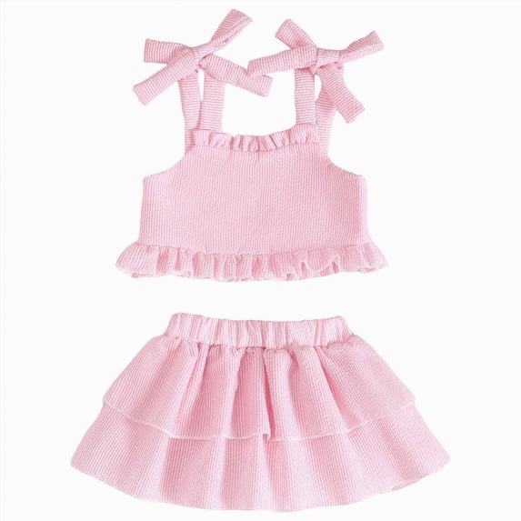 OYXSER Summer Toddler Girl Clothes 18 24 Months Camisole Top Shorts Set 2pcs Shorts Outfits Set, Pink 2-3T