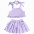 thumbnail image 1 of OYXSER Summer Toddler Girl Clothes 18 24 Months Camisole Top Shorts Set 2pcs Shorts Outfits Set, Purple 3-4T, 1 of 9