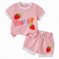 thumbnail image 1 of OYXSER Summer Toddler Girl Clothes 2T 3T Short Sleeve T-Shirts Shorts Clothing Set 2pcs Shorts Outfits Set, Pink 2-3T, 1 of 9