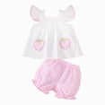 thumbnail image 1 of OYXSER Summer Toddler Girl Clothes 6 12 Months Flutter Sleeves T-Shirts Bloomers Shorts Clothing Set 2pcs Cute Outfits Set, White 0-3M, 1 of 9