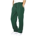 thumbnail image 1 of OYXSER Teen Boys Baggy Sweatpants Open Bottom Drawstring Wide Leg Joggers with Pockets, Dark Green 13-14Y, 1 of 5