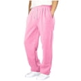 thumbnail image 1 of OYXSER Teen Boys Open Bottom Sweatpants Wide Leg Drawstring Elastic Waist Joggers Pockets, Pink 9-10Y, 1 of 5
