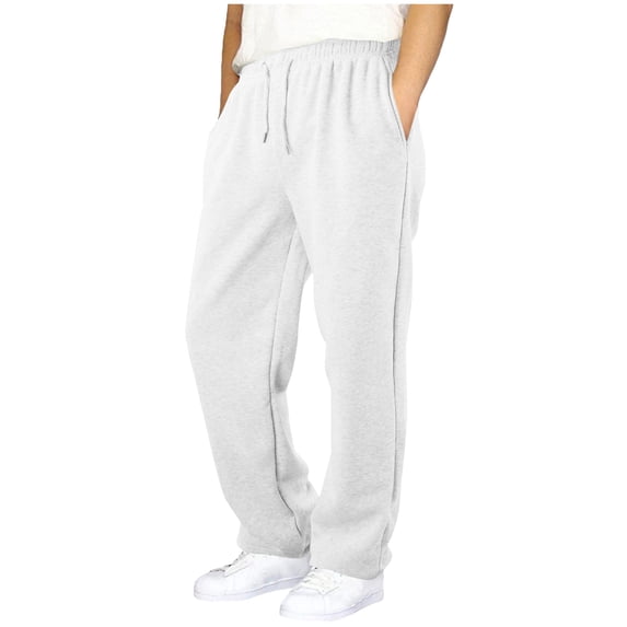 OYXSER Teen Boys Straight Leg Open Bottom Sweatpants Drawstring Waist Pockets, White 5-6Y