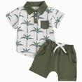 thumbnail image 1 of OYXSER Toddler Baby Boy Clothes 6 12 Months Cute Summer Kids Pattern Short Sleeve Button Down Shirt & Shorts Set Cool Short Sets, AG 2-3T, 1 of 7