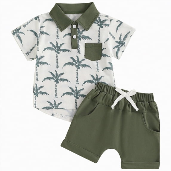 OYXSER Toddler Baby Boy Clothes 6 12 Months Cute Summer Kids Pattern Short Sleeve Button Down Shirt & Shorts Set Cool Short Sets, AG 2-3T