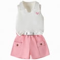 thumbnail image 1 of OYXSER Toddler Baby Girl Summer Clothes 18 24 Months Sleeveless Knit T-Shirts Shorts Clothing Set 2pcs, Pink 12-18M, 1 of 9