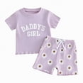 thumbnail image 1 of OYXSER Toddler Baby Girl Summer Clothes 1T 2T 3T 4T 5T T-Shirt Tee Tops + Shorts Ribbed Knit Cute Summer Outfits 2pcs Shorts Outfits Set, Purple 6-12M, 1 of 4