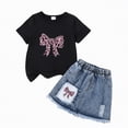 thumbnail image 1 of OYXSER Toddler Baby Girl Summer Clothes 1T 2T 3T 4T 5T T-Shirts Shorts Clothing Set Short Sleeves Cute Summer Outfits 2 Pieces Shorts Set, Black 6Y, 1 of 7