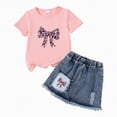thumbnail image 1 of OYXSER Toddler Baby Girl Summer Clothes 1T 2T 3T 4T 5T T-Shirts Shorts Clothing Set Short Sleeves Cute Summer Outfits 2 Pieces Shorts Set, Pink 7Y, 1 of 7