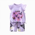 thumbnail image 1 of OYXSER Toddler Baby Girls Clothes 18 24 Months Baby Summer Floral Tank Top Sleeveless Shirt + Shorts Cute Cartoon Summer Short Set, Dark Purple 5-6Y, 1 of 4