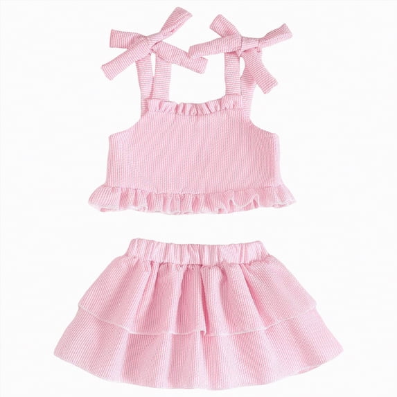 OYXSER Toddler Baby Girls Summer Outfits 2T 3T Camisole Top Shorts Set, Pink 0-6M