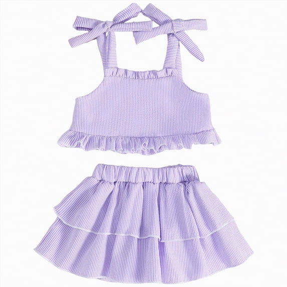 OYXSER Toddler Baby Girls Summer Outfits 2T 3T Camisole Top Shorts Set, Purple 3-4T