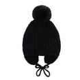 thumbnail image 1 of OYXSER Toddler Baby Winter Hat Warm Fleece Lined Knit Kids Hat with Earflap Pom Pom Beanie Knit Cap Boys Girls, 0-3 Years, 1 of 5
