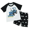 thumbnail image 1 of OYXSER Toddler Boy Clothes 2T 3T Cute Summer Kids Pattern Short Sleeve Button Down Shirt & Shorts Set Cool Short Sets, Blue 6-7Y, 1 of 9