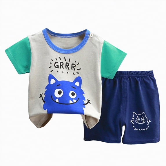 OYXSER Toddler Boy Clothes 3T 4T Cartoon Cotton Summer Short Sleeve T-Shirt Tops Shorts Clothes Sets Cool Short Sets