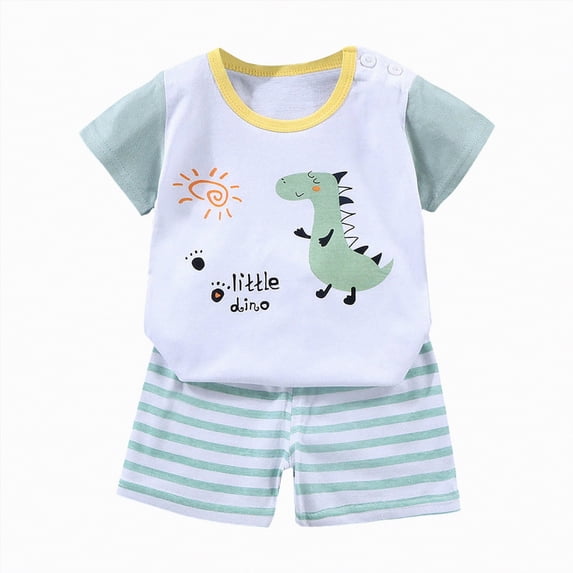 OYXSER Toddler Boy Clothes 3T 4T Cartoon Cotton Summer Short Sleeve T-Shirt Tops Shorts Clothes Sets Cool Short Sets