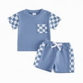 thumbnail image 1 of OYXSER Toddler Boy Clothes 4T 5T Cartoon Summer Short Sleeve Button Down Shirt & Shorts Set Cool Short Sets, Blue 18-24M, 1 of 4