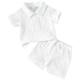 thumbnail image 1 of OYXSER Toddler Boy Outfit Casual Outfit Short Sleeve Print Shirt Shorts Baby Outfit Cool Short Sets, White 12-18M, 1 of 8