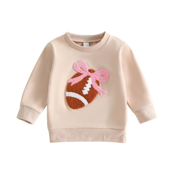 OYXSER Toddler Girl’s Crew Neck Pullover with Embroidered Motif & Soft Sweatshirt, Beige 2-3T