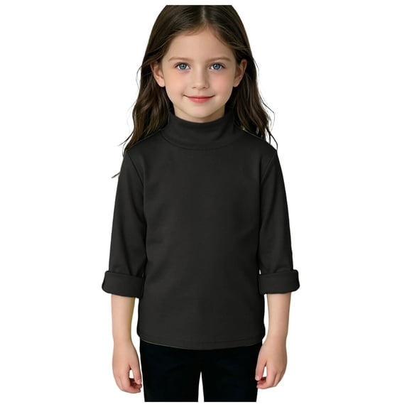 OYXSER Toddler Girl’s Mock Turtleneck Top with Stretchy Knit for Extra Warmth, Black 4-5T