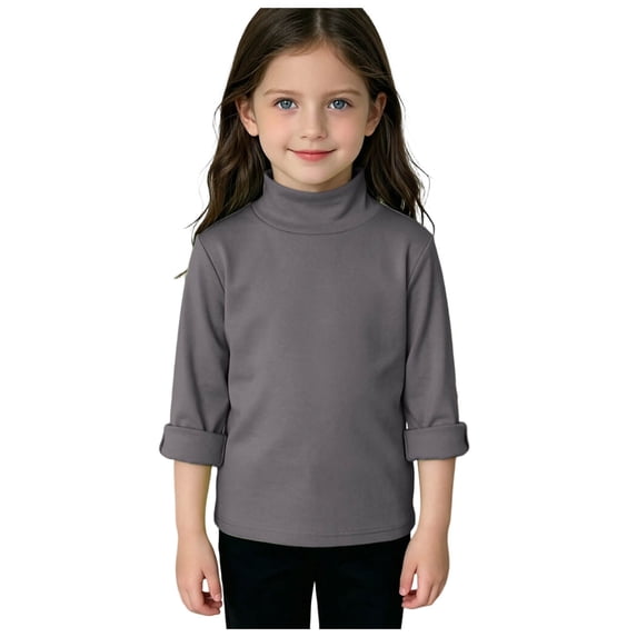 OYXSER Toddler Girl’s Mock Turtleneck Top with Stretchy Knit for Extra Warmth, Gray 4-5T