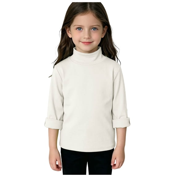 OYXSER Toddler Girl’s Mock Turtleneck Top with Stretchy Knit for Extra Warmth, White 6-12M