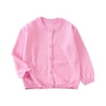thumbnail image 1 of OYXSER Toddler Girls Long Sleeve Cardigan Sweater Button Up Knit Soft Crewneck Tops, Light Pink 7-8Y, 1 of 5