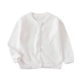 thumbnail image 1 of OYXSER Toddler Girls Long Sleeve Cardigan Sweater Button Up Knit Soft Crewneck Tops, White 5-6Y, 1 of 5