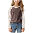 thumbnail image 1 of OYXSER Toddler Pure Cotton Raglan Pullover Shirt Classic Baseball Style for Daily Wear, Coffee 15-16Y, 1 of 5