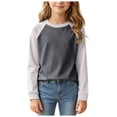 thumbnail image 1 of OYXSER Toddler Pure Cotton Raglan Pullover Shirt Classic Baseball Style for Daily Wear, Dark Gray 5-6Y, 1 of 5
