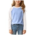 thumbnail image 1 of OYXSER Toddler Pure Cotton Raglan Pullover Shirt Classic Baseball Style for Daily Wear, Sky Blue 9-10Y, 1 of 5