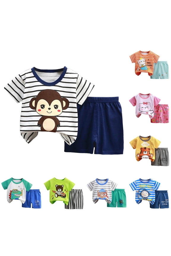 Toddler Summer Outfit 3T 4T Cute Summer Kids Pattern Short Sleeve Button Down Shirt & Shorts Set Cool Short Sets, Black 2-3T