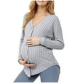 thumbnail image 1 of OYXSER Winter Nursing Maternity Shirts, Maternity Clothes, Pregnant Women's Knitted Front Button Cardigan, Long Sleeve Maternity Tops Off Shoulder Sleeves Knitted Sweater Loose Coat. Light Gray S, 1 of 6