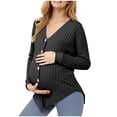 thumbnail image 1 of OYXSER Winter Pregnant Women's Knitted Front Button Cardigan, Maternity Clothes, Long Sleeve Maternity Tops, Nursing Maternity Shirts Off Shoulder Sleeves Knitted Sweater Loose Coat. Black M, 1 of 6