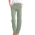 thumbnail image 1 of OYXSER Womens Linen Pants with Pockets Drawstring Elastic Waist Casual Vacation Straight Leg, 1 of 5