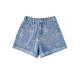 thumbnail image 1 of OYYN Girls Y2K Jean Shorts Summer Cute Mid Rise Stretchy Denim Shorts with Pockets, 1 of 6