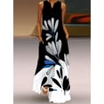 thumbnail image 1 of OYYN Maxi Dresses for Women Summer Beach Vacation Flowy Long Dress Leaf Print Sundress with Pockets, 1 of 3
