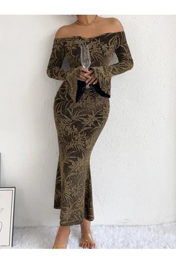 open lace back dress Gold Metallic Bodycon Midi Dress Halter Neck main image 1
